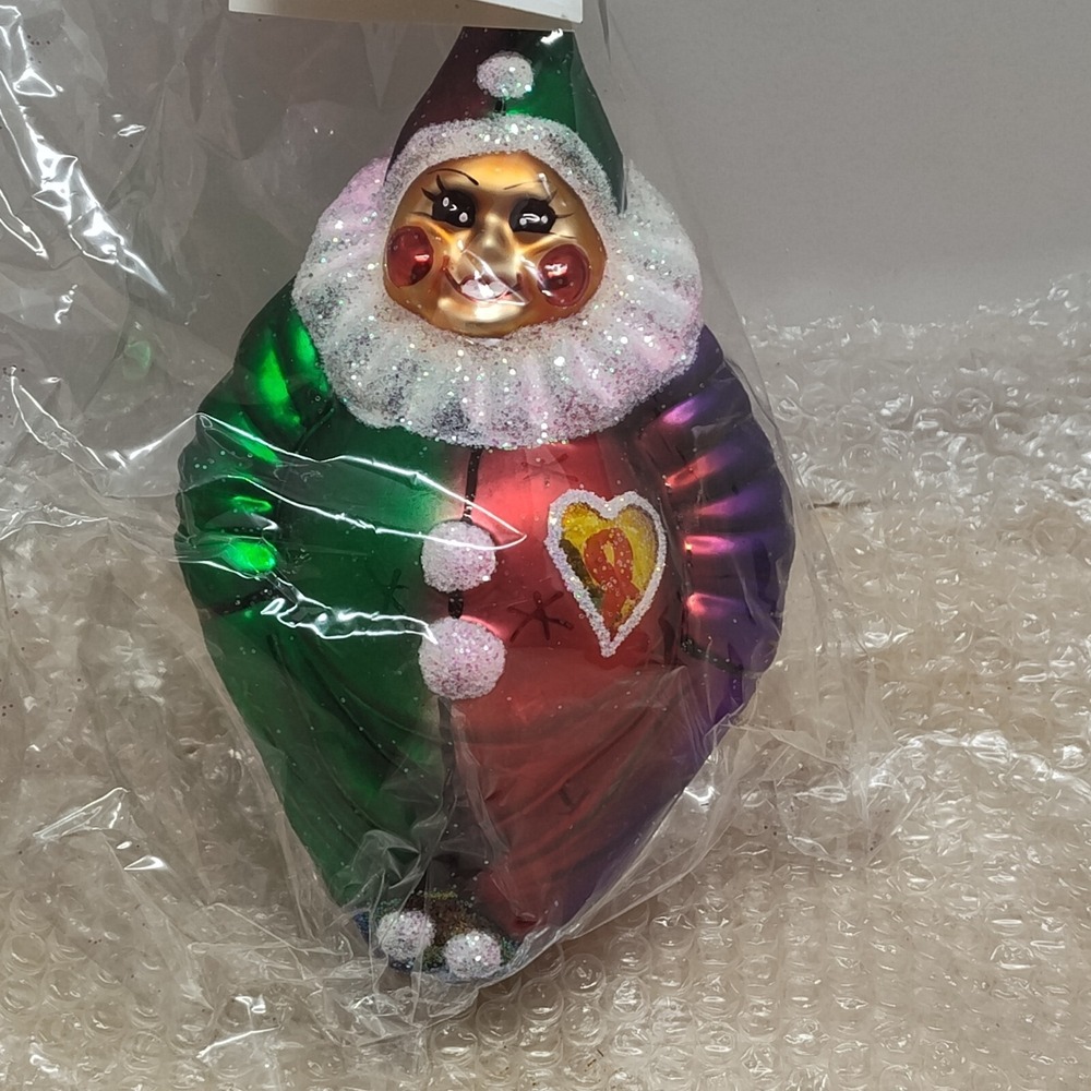 Vintage Christopher Radko Caring Clown 1997 AIDS Awareness Christmas Ornament